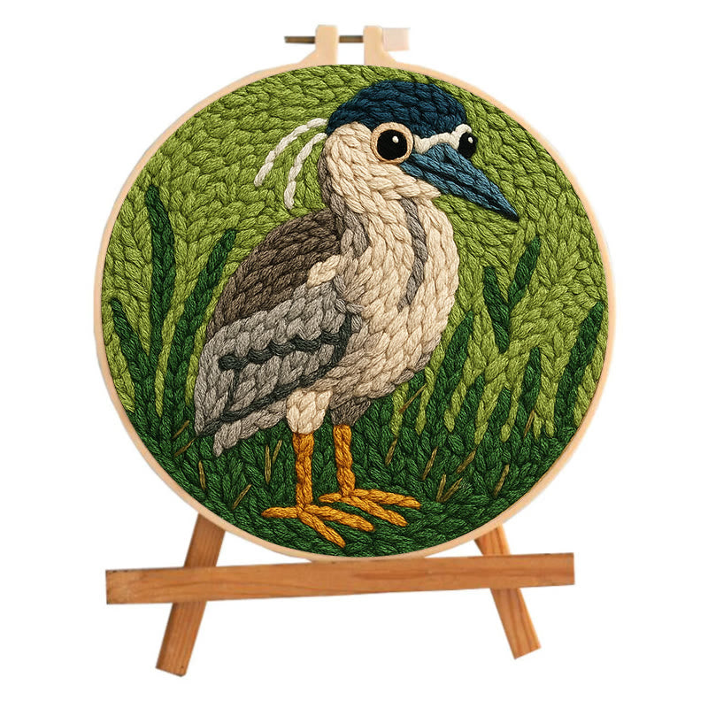 Blue Heron Punch Needle Kit - Bird Yarn Artwork | Handicraft Set For Home Ornament - image 9