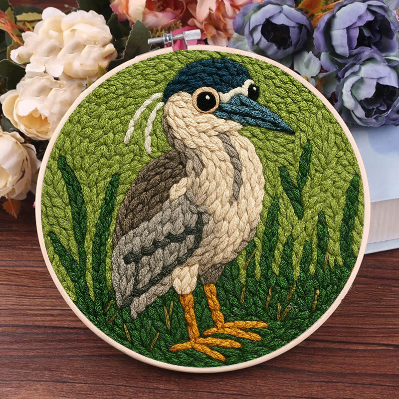 Blue Heron Punch Needle Kit - Bird Yarn Artwork | Handicraft Set For Home Ornament - image 3
