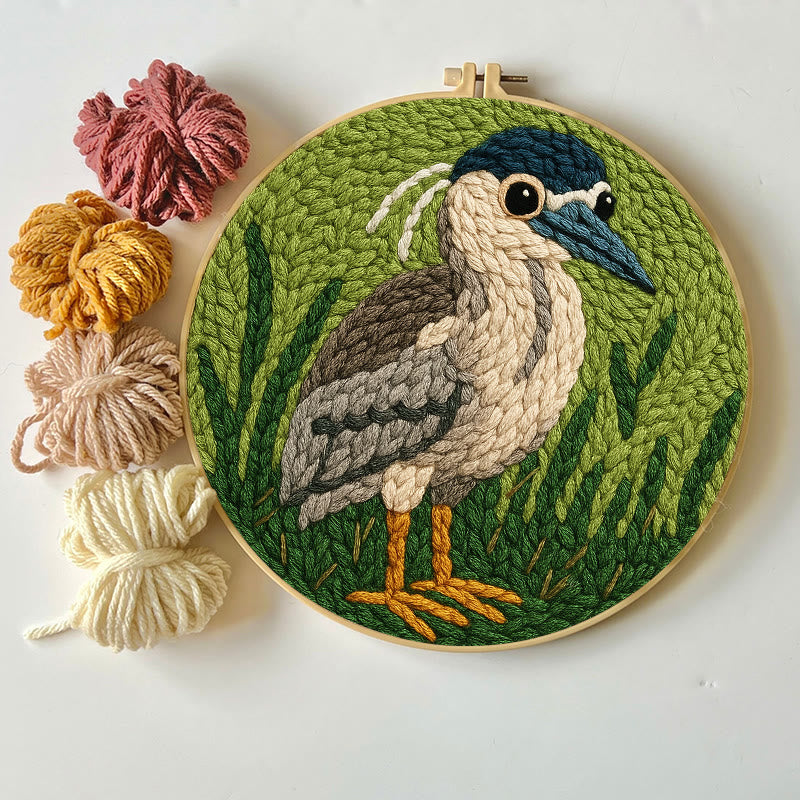 Blue Heron Punch Needle Kit - Bird Yarn Artwork | Handicraft Set For Home Ornament - image 7
