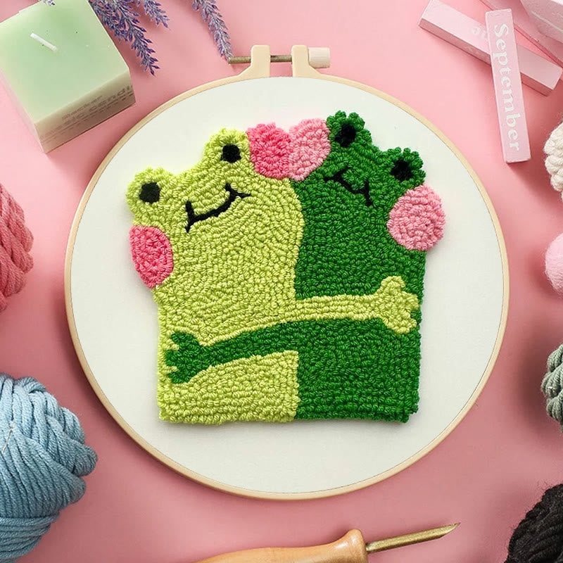 Hugging Frogs Punch Needle Kit - Creative Gift For Friend | Diy Coasters For Lovers - image 5