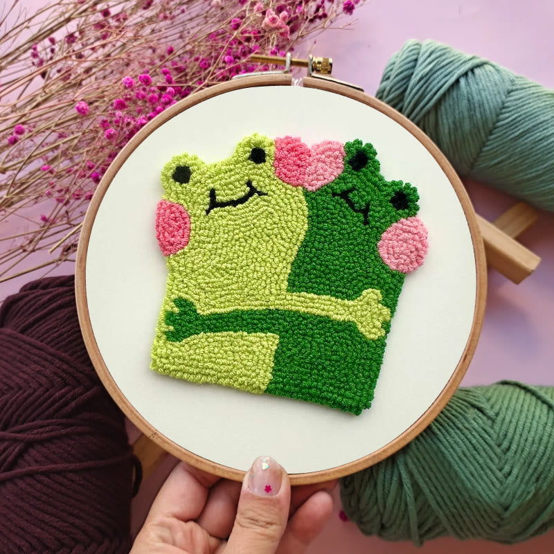 Hugging Frogs Punch Needle Kit - Creative Gift For Friend | Diy Coasters For Lovers - image 4