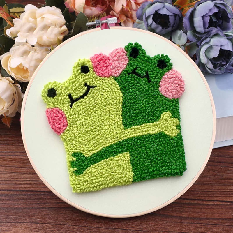 Hugging Frogs Punch Needle Kit - Creative Gift For Friend | Diy Coasters For Lovers - image 3