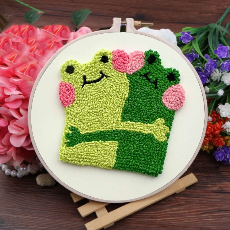 Hugging Frogs Punch Needle Kit - Creative Gift For Friend | Diy Coasters For Lovers - image 2