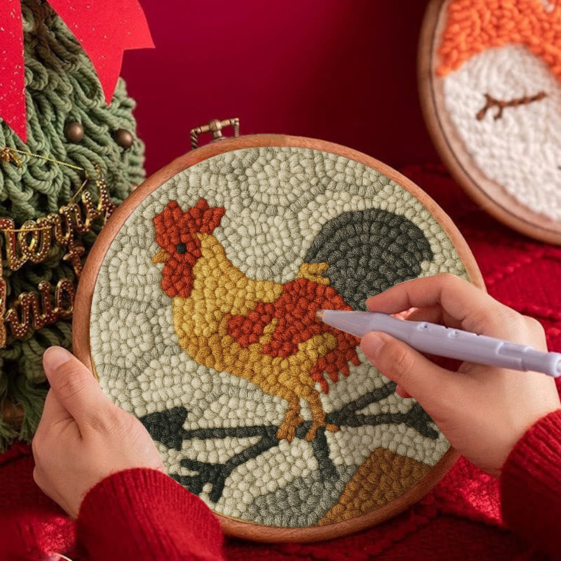  Dawn Rooster Punch Needle Kit - Animal Stitching Artwork | Easy Craft For Adults And Children  - image 2