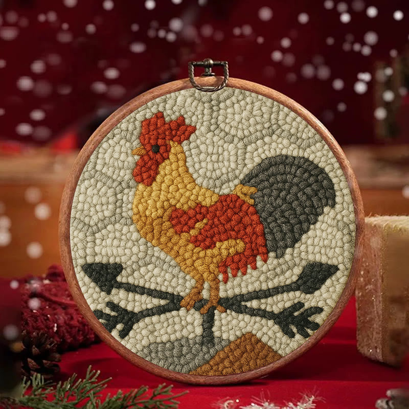  Dawn Rooster Punch Needle Kit - Animal Stitching Artwork | Easy Craft For Adults And Children  - image 1