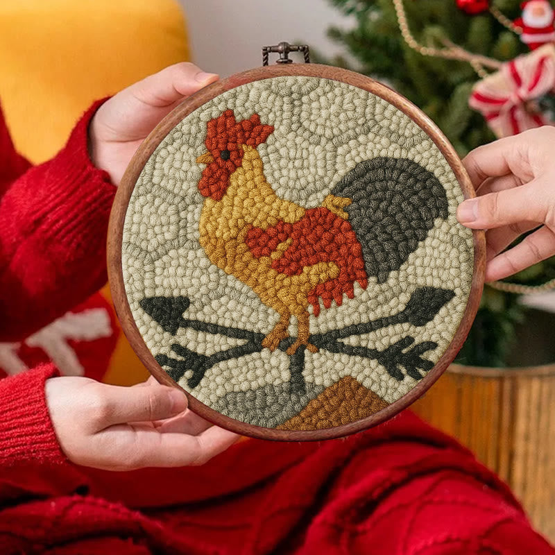  Dawn Rooster Punch Needle Kit - Animal Stitching Artwork | Easy Craft For Adults And Children  - image 3