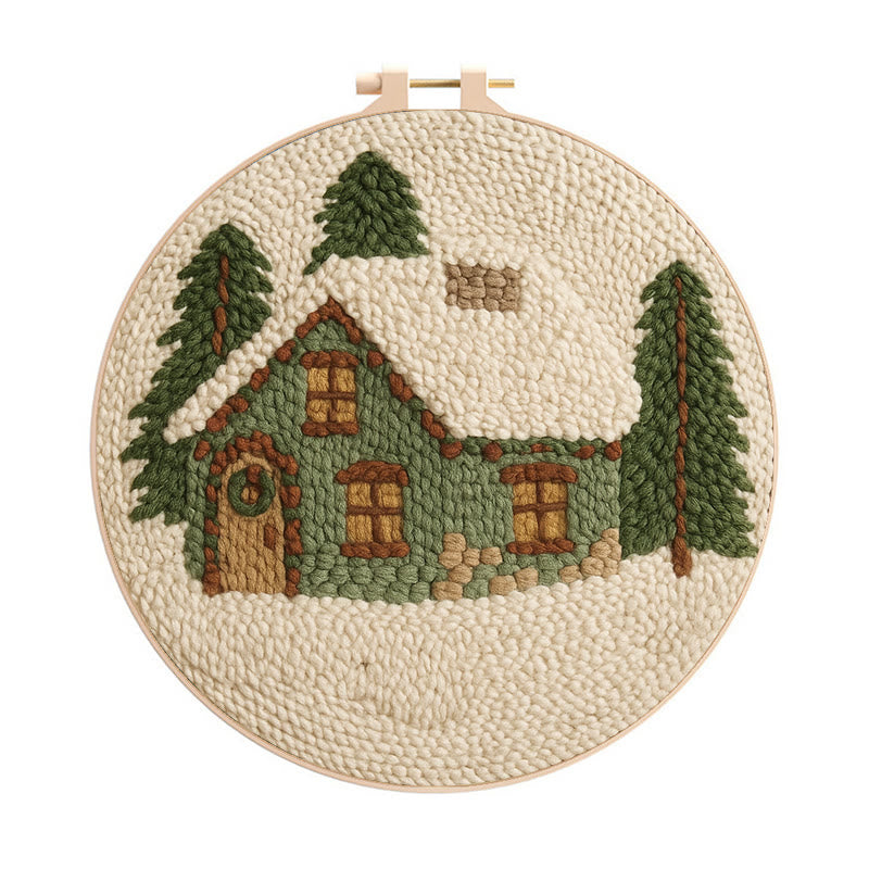  Snowy Forest Punch Needle Kit - Christmas Winter Handicraft | House Scenery For Room Decor - 20cm*20cm - image 0