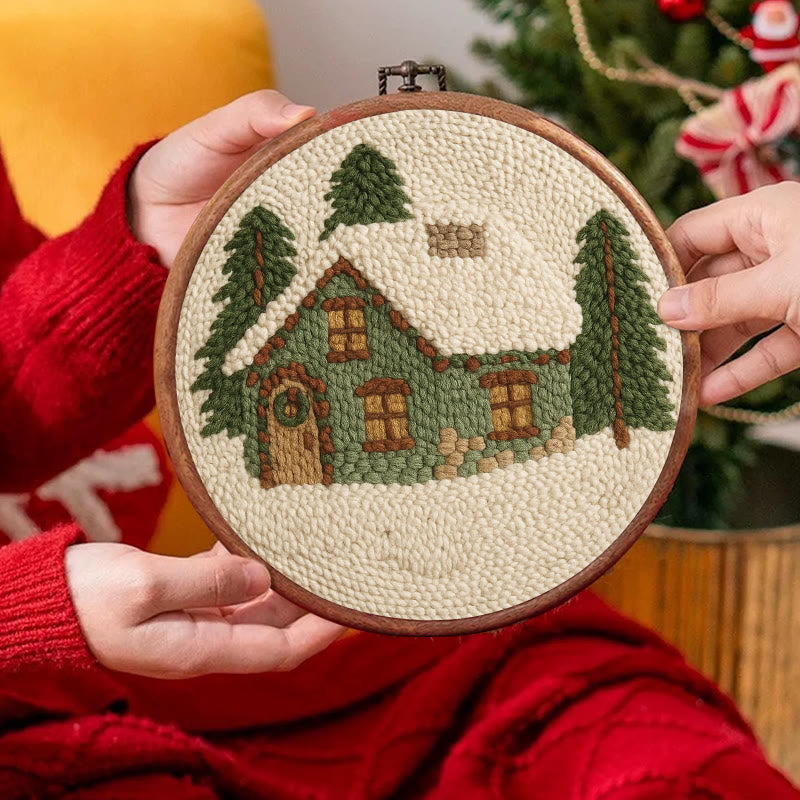  Snowy Forest Punch Needle Kit - Christmas Winter Handicraft | House Scenery For Room Decor - image 3