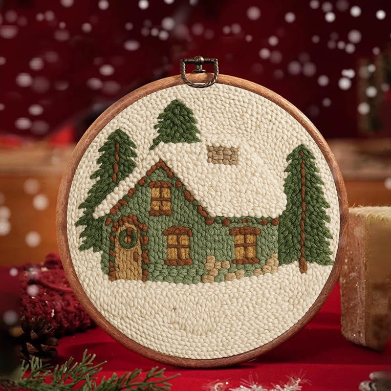  Snowy Forest Punch Needle Kit - Christmas Winter Handicraft | House Scenery For Room Decor - image 2