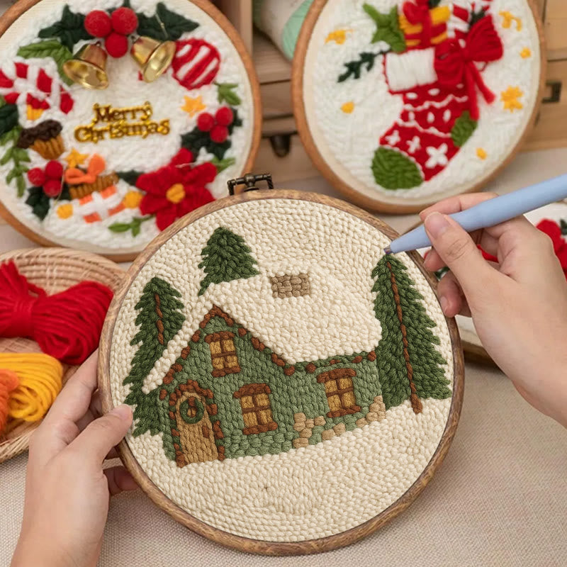  Snowy Forest Punch Needle Kit - Christmas Winter Handicraft | House Scenery For Room Decor - image 5