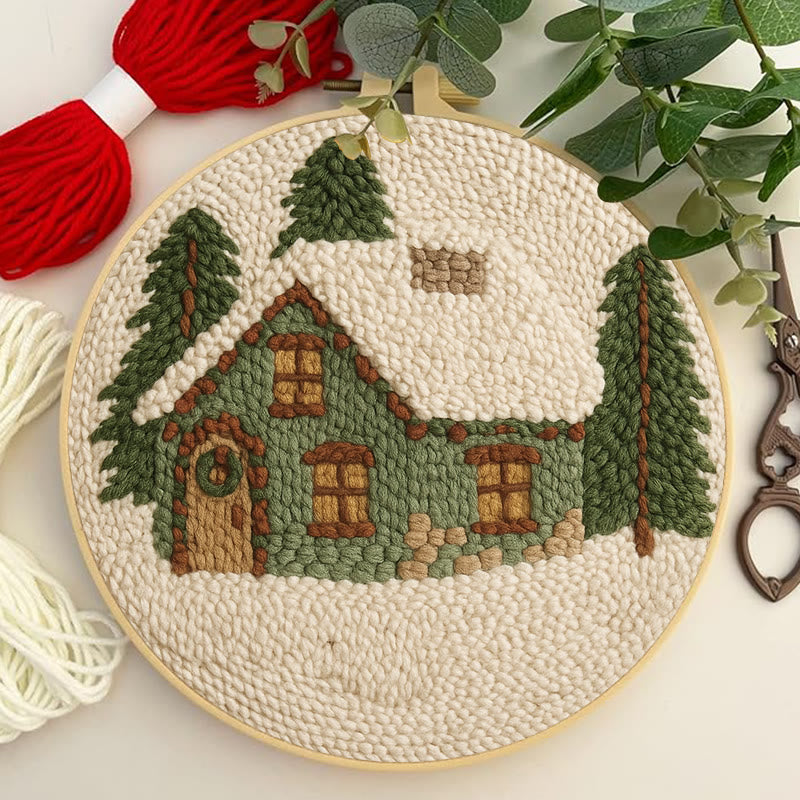  Snowy Forest Punch Needle Kit - Christmas Winter Handicraft | House Scenery For Room Decor - image 8