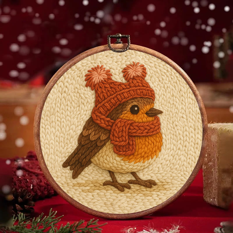 Cute Robin Punch Needle Kit - Handmade Bird Needlework | Diy Yarn Art Craft - image 3