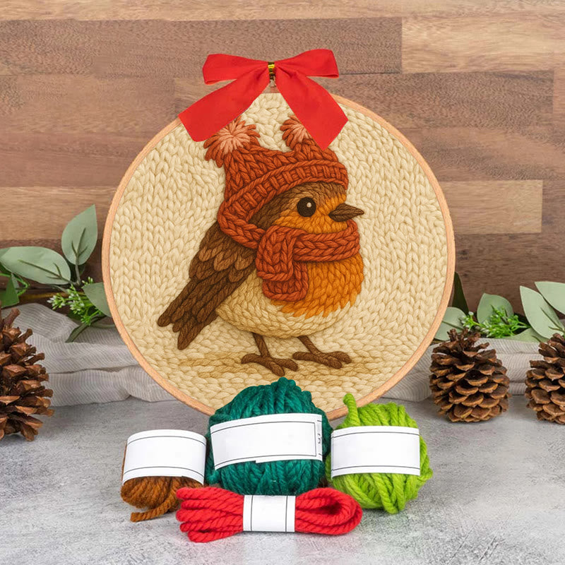 Cute Robin Punch Needle Kit - Handmade Bird Needlework | Diy Yarn Art Craft - image 7