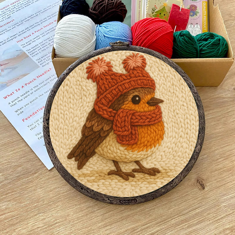 Cute Robin Punch Needle Kit - Handmade Bird Needlework | Diy Yarn Art Craft - image 8