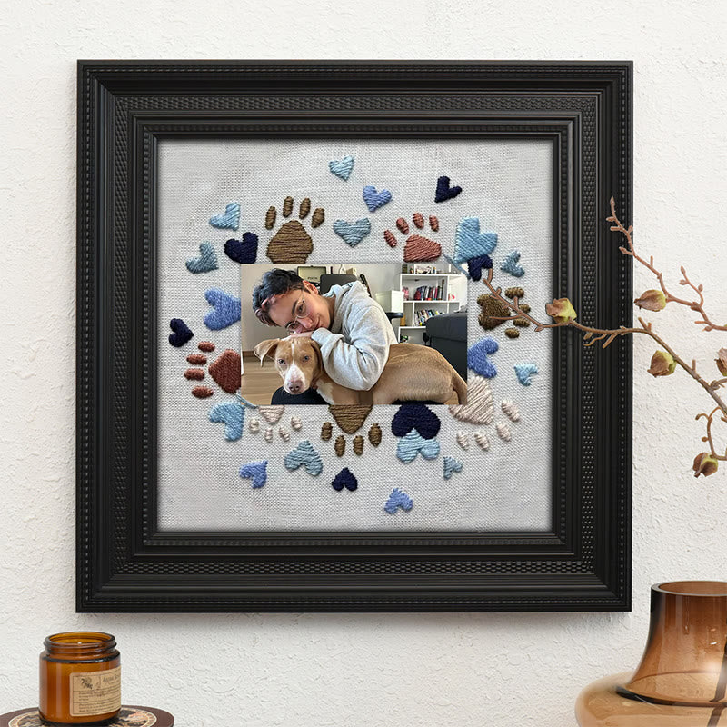 Rubbyoo Embroidery Photo Frame Kit - Adorable Paw Print | Memorable Handmade Craft | Diy Needle Artwork  - image 8