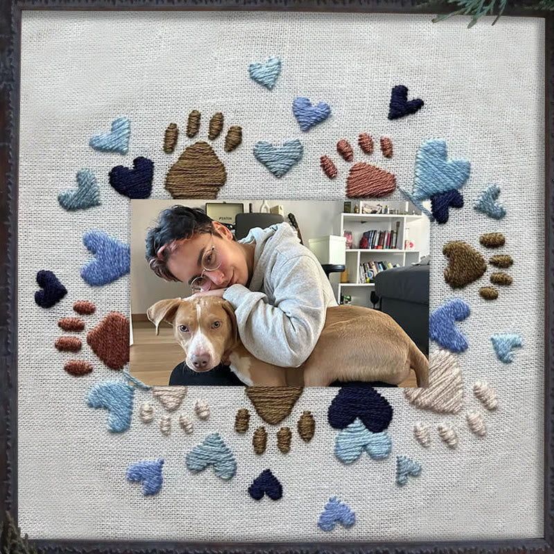 Rubbyoo Embroidery Photo Frame Kit - Adorable Paw Print | Memorable Handmade Craft | Diy Needle Artwork  - image 7