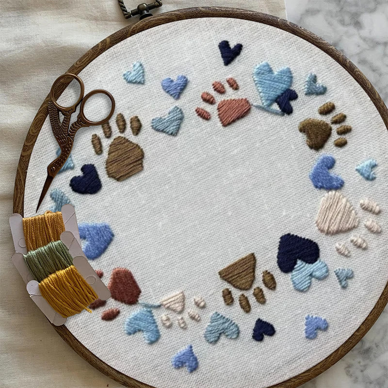 Rubbyoo Embroidery Photo Frame Kit - Adorable Paw Print | Memorable Handmade Craft | Diy Needle Artwork  - image 6