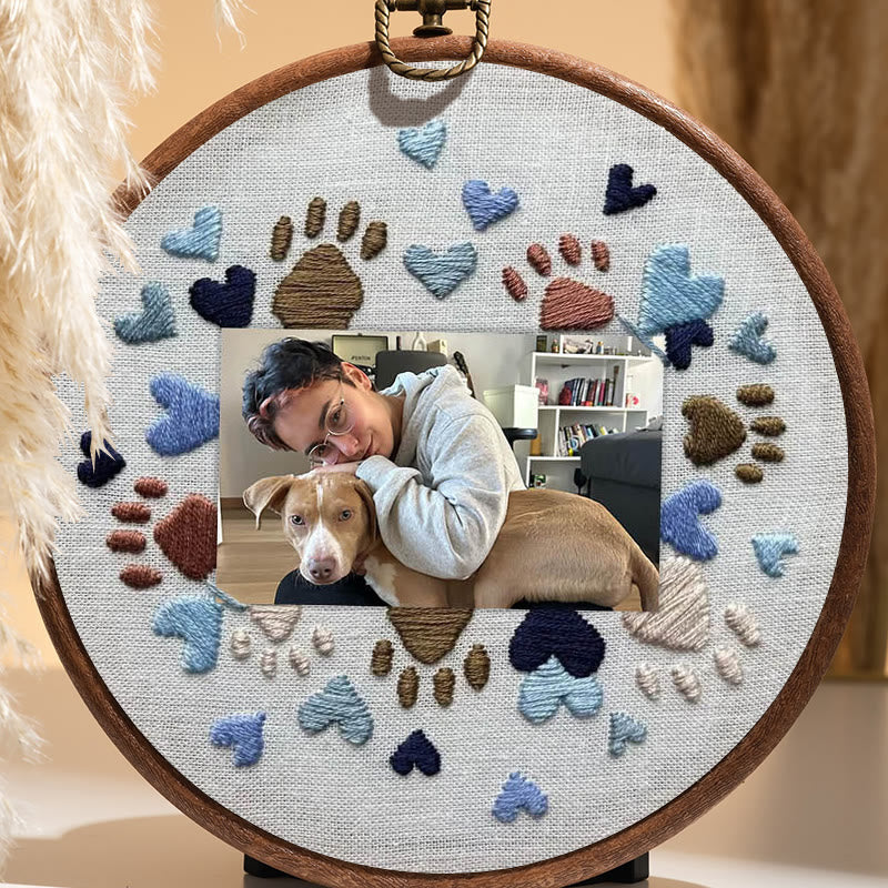 Rubbyoo Embroidery Photo Frame Kit - Adorable Paw Print | Memorable Handmade Craft | Diy Needle Artwork  - image 4