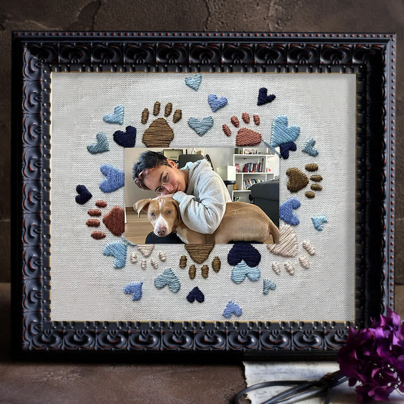 Rubbyoo Embroidery Photo Frame Kit - Adorable Paw Print | Memorable Handmade Craft | Diy Needle Artwork  - image 9