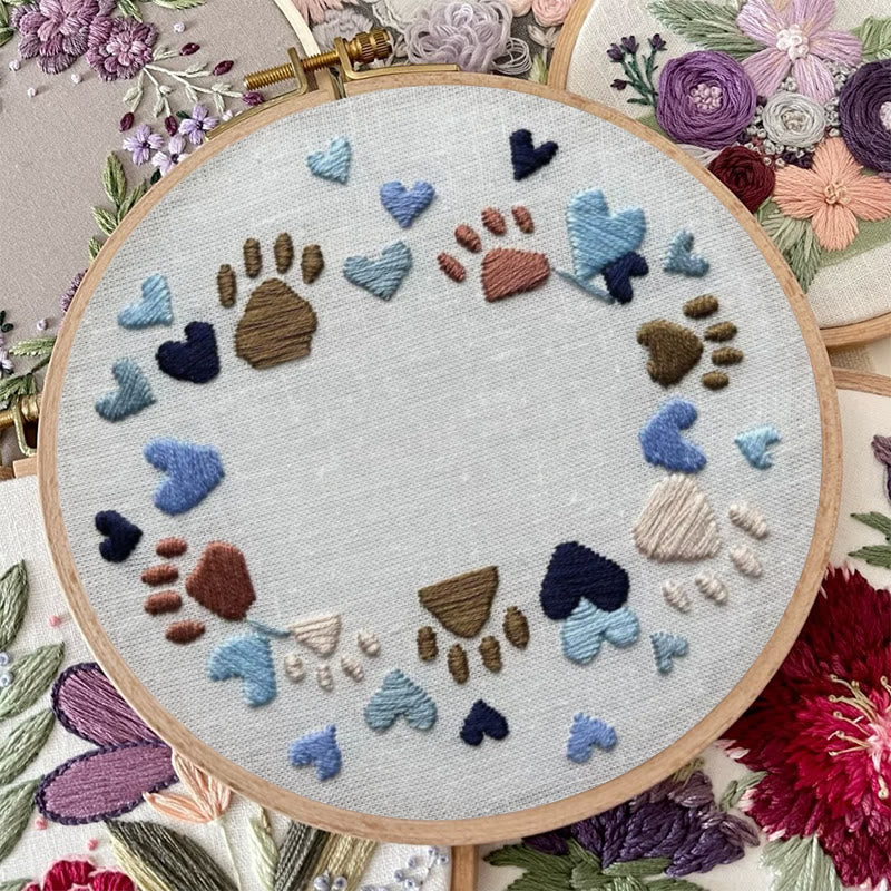 Rubbyoo Embroidery Photo Frame Kit - Adorable Paw Print | Memorable Handmade Craft | Diy Needle Artwork  - image 5