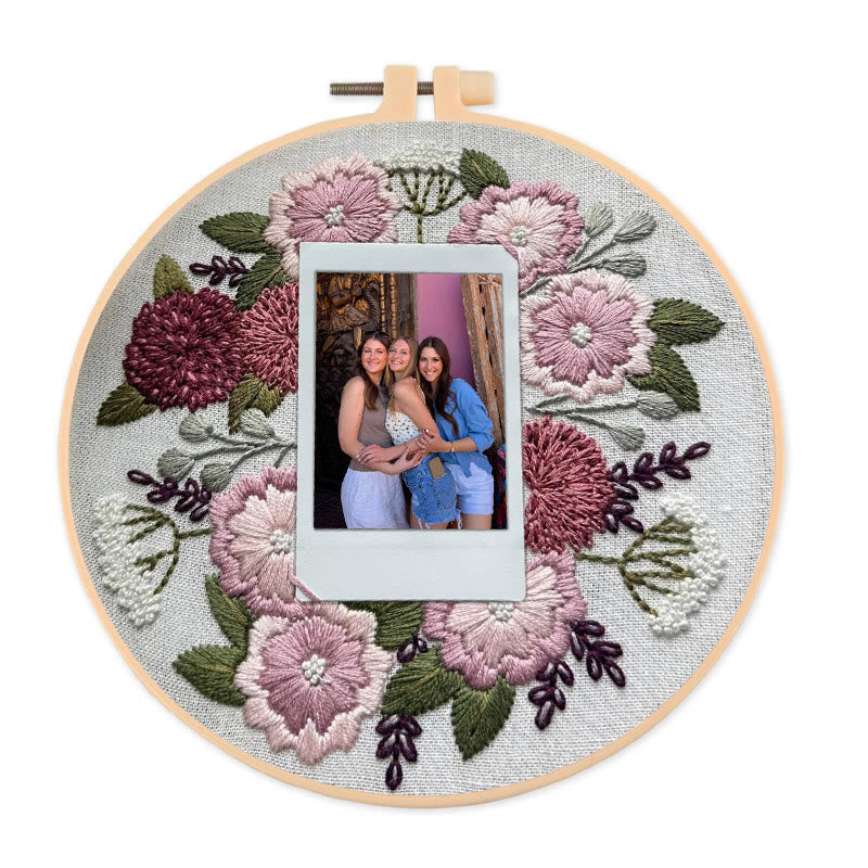 Rubbyoo Embroidery Photo Frame Kit - Blooming Moment | Diy Floral Craft | Perfect Gifts For Wedding  - 15*15cm - image 0