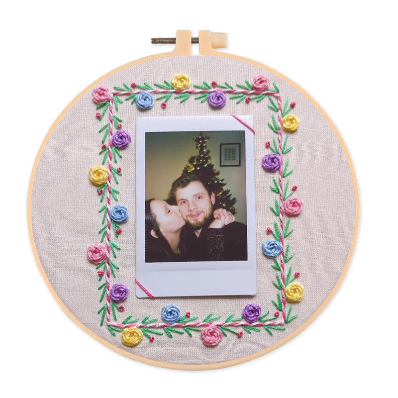 Rubbyoo Embroidery Photo Frame Kit - Colourful Flowers | Easy Needle Craft | Nice Gifts For Lovers - 15*15cm - image 0