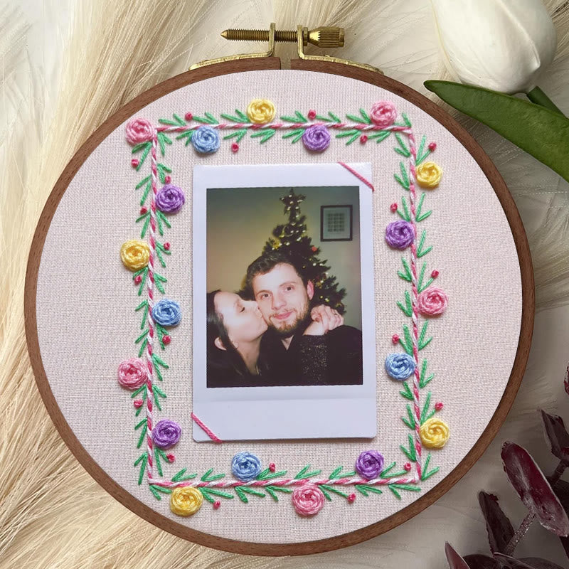 Rubbyoo Embroidery Photo Frame Kit - Colourful Flowers | Easy Needle Craft | Nice Gifts For Lovers - image 1