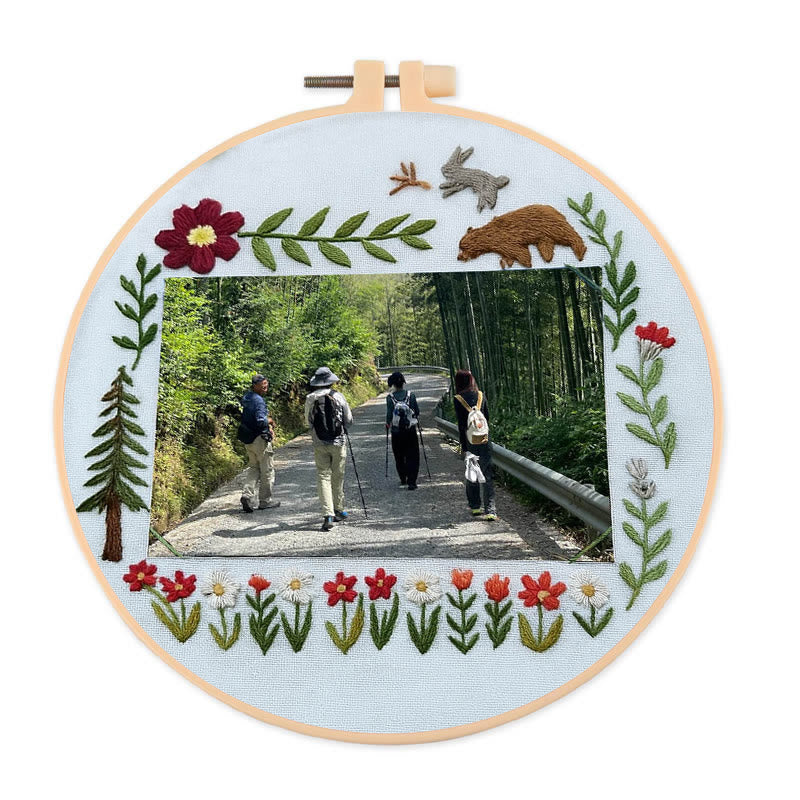 Rubbyoo Embroidery Photo Frame Kit - Floral Mountain Path | Personalized Handicraft | Unique Photo Memory  - 25*25cm - image 0