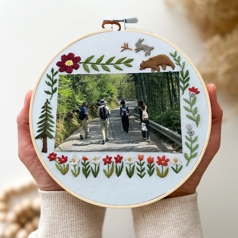 Rubbyoo Embroidery Photo Frame Kit - Floral Mountain Path | Personalized Handicraft | Unique Photo Memory  - image 2