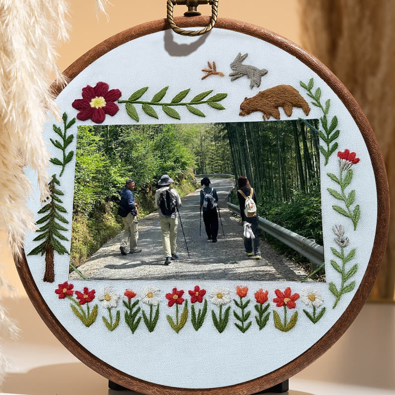 Rubbyoo Embroidery Photo Frame Kit - Floral Mountain Path | Personalized Handicraft | Unique Photo Memory  - image 4