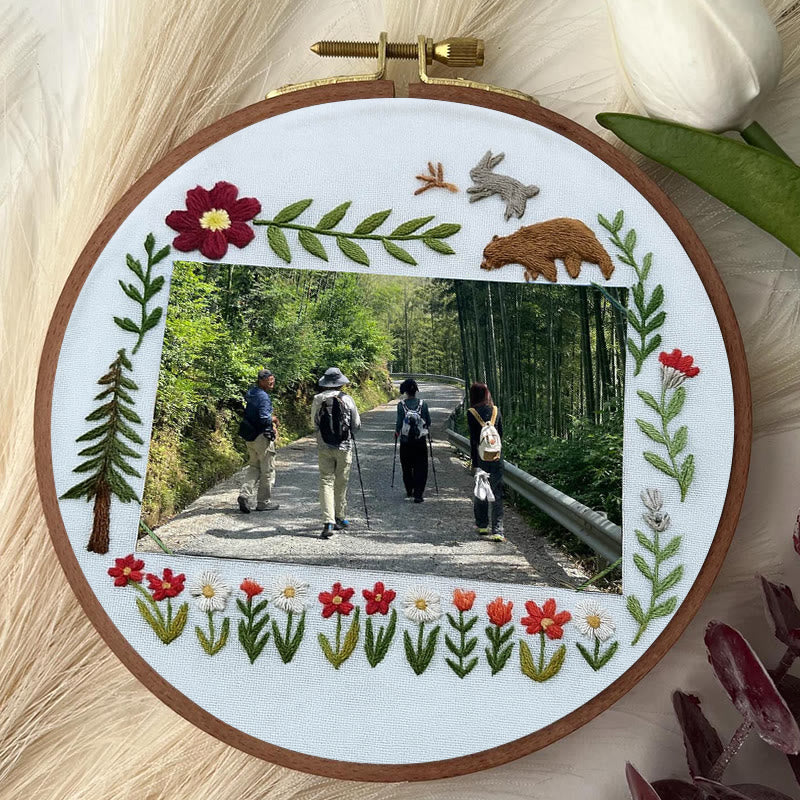 Rubbyoo Embroidery Photo Frame Kit - Floral Mountain Path | Personalized Handicraft | Unique Photo Memory  - image 3