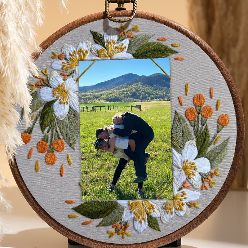 Rubbyoo Embroidery Photo Frame Kit - Beautiful White Flower | Handmade Anniversary Gift | Diy Picture Holder - image 4