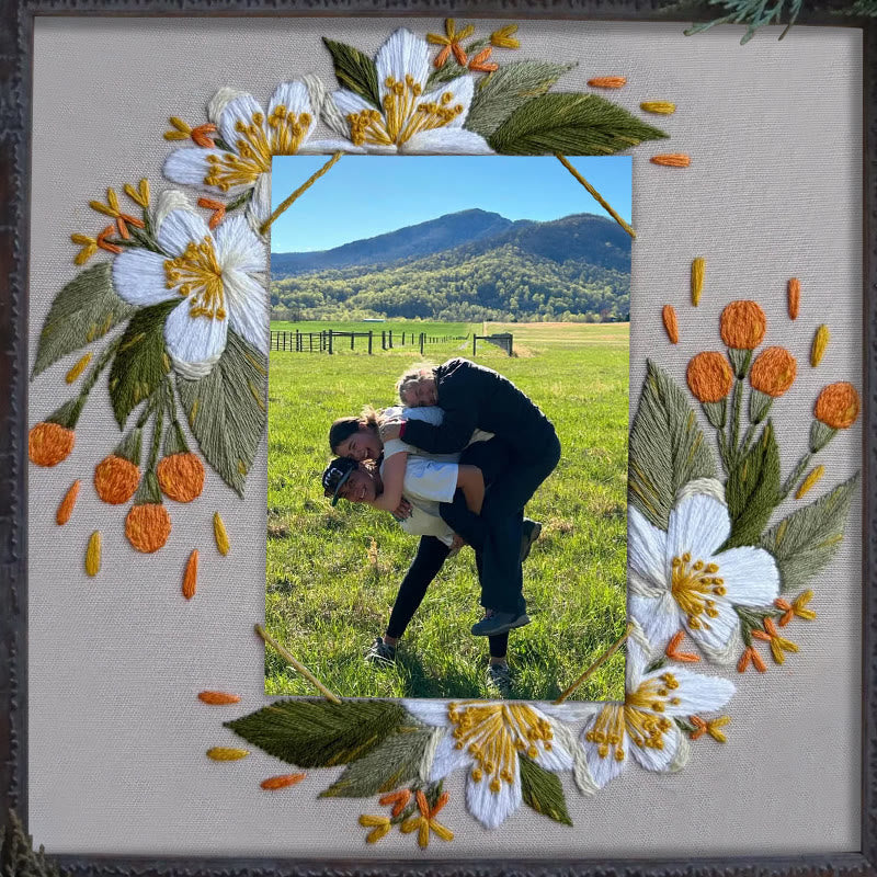 Rubbyoo Embroidery Photo Frame Kit - Beautiful White Flower | Handmade Anniversary Gift | Diy Picture Holder - image 7