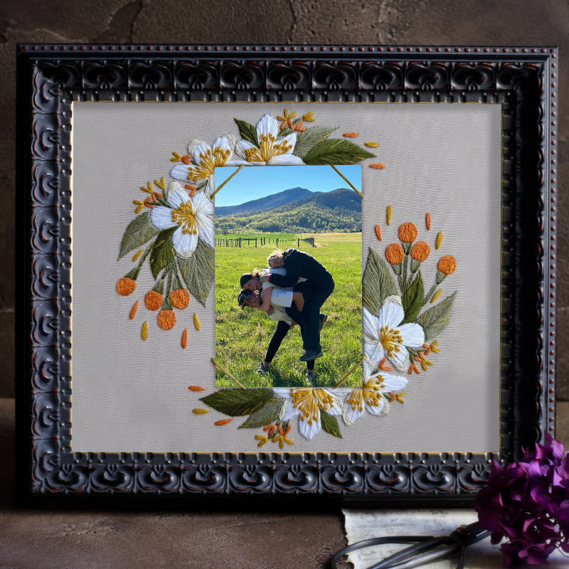 Rubbyoo Embroidery Photo Frame Kit - Beautiful White Flower | Handmade Anniversary Gift | Diy Picture Holder - image 8