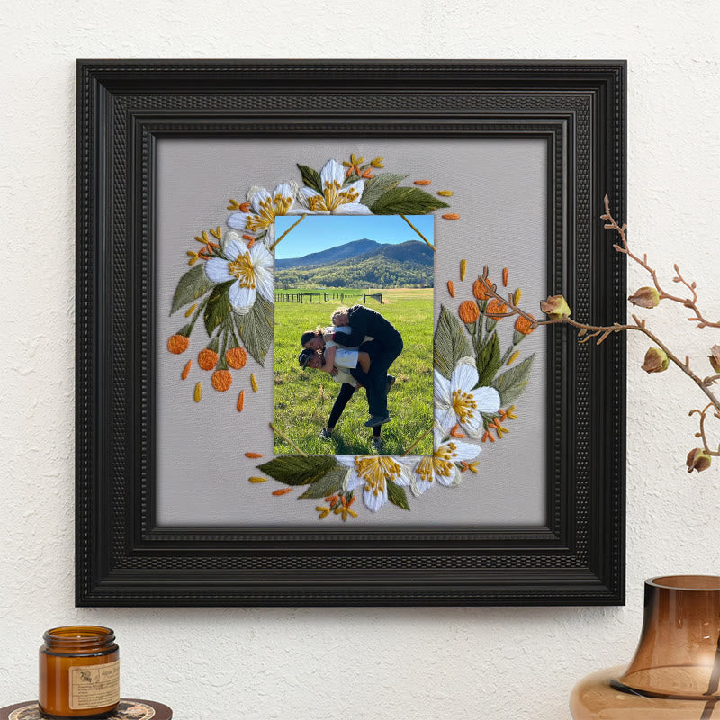 Rubbyoo Embroidery Photo Frame Kit - Beautiful White Flower | Handmade Anniversary Gift | Diy Picture Holder - image 9