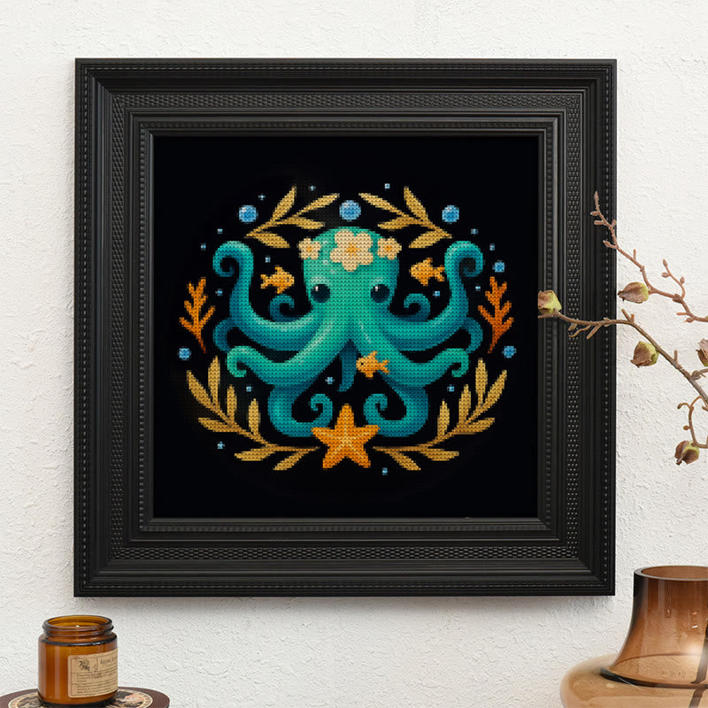  Cross Stitch Kit - Whimsical Octopus | Ocean Animal Craft | Diy Stitch Wall Decor - image 9