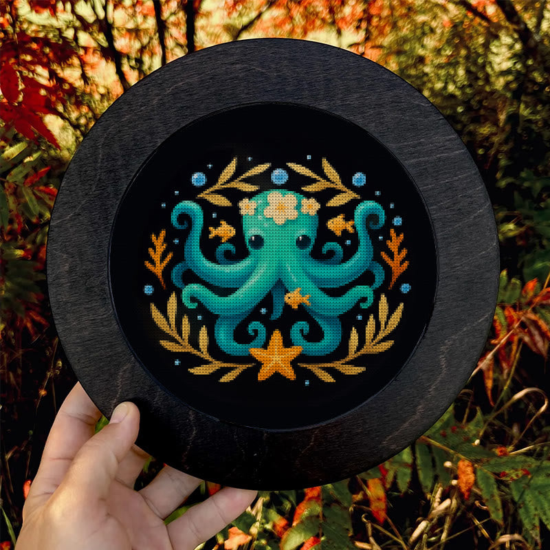  Cross Stitch Kit - Whimsical Octopus | Ocean Animal Craft | Diy Stitch Wall Decor - image 7