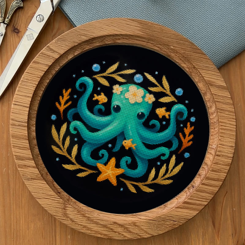  Cross Stitch Kit - Whimsical Octopus | Ocean Animal Craft | Diy Stitch Wall Decor - image 8