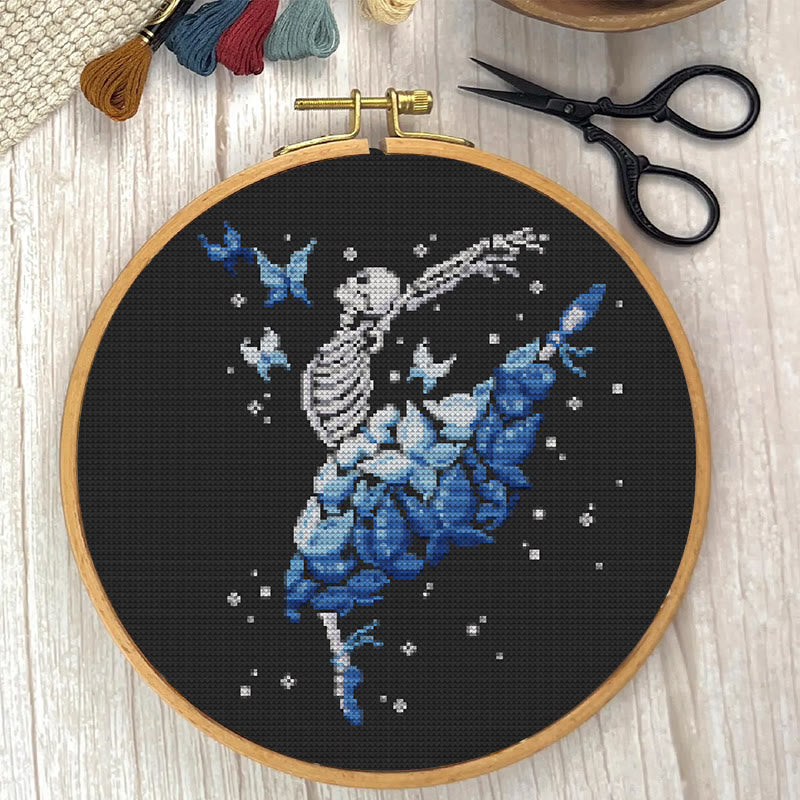  Cross Stitch Kit - Dancing Skeleton |Halloween Gothic  Needlework |  Decorative Wall Decor  - image 1