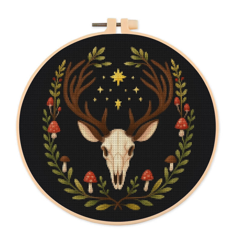  Cross Stitch Kit - Deer Skull | Christmas Handmade Craft | Witchy Wall Art  - 20×20cm - image 0