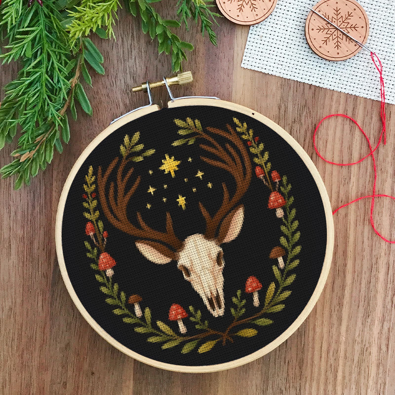  Cross Stitch Kit - Deer Skull | Christmas Handmade Craft | Witchy Wall Art  - image 5