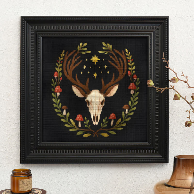  Cross Stitch Kit - Deer Skull | Christmas Handmade Craft | Witchy Wall Art  - image 9