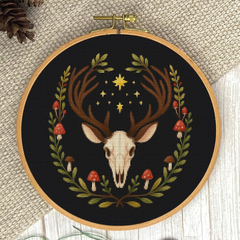  Cross Stitch Kit - Deer Skull | Christmas Handmade Craft | Witchy Wall Art  - image 1