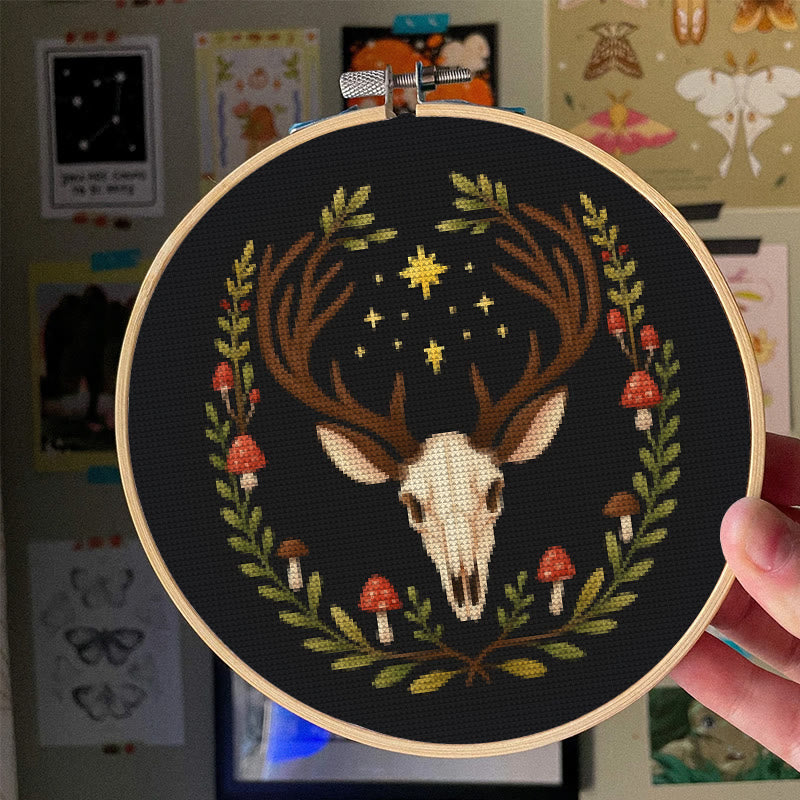  Cross Stitch Kit - Deer Skull | Christmas Handmade Craft | Witchy Wall Art  - image 3