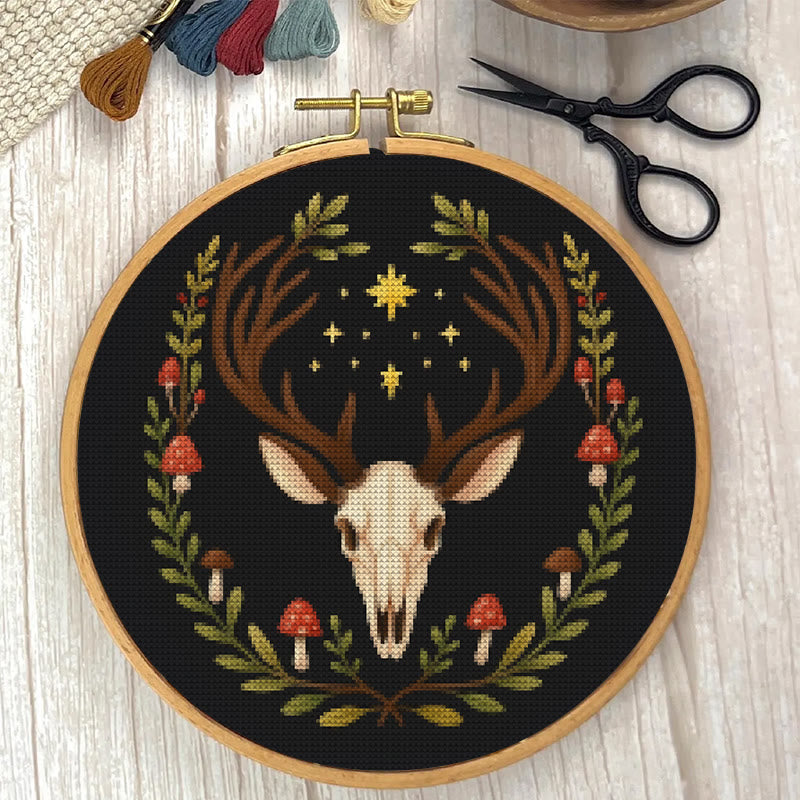  Cross Stitch Kit - Deer Skull | Christmas Handmade Craft | Witchy Wall Art  - image 4