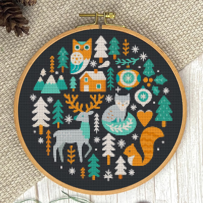  Cross Stitch Kit - Christmas Forest | Unique Holiday Ornament | Easy Handmade Needlecraft - image 2