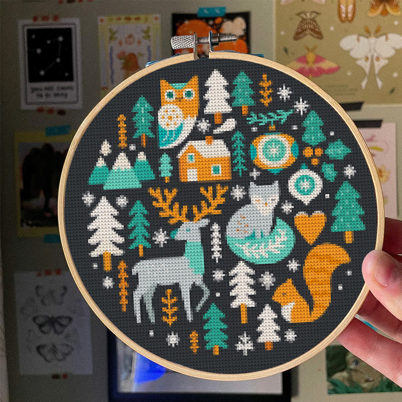  Cross Stitch Kit - Christmas Forest | Unique Holiday Ornament | Easy Handmade Needlecraft - image 3