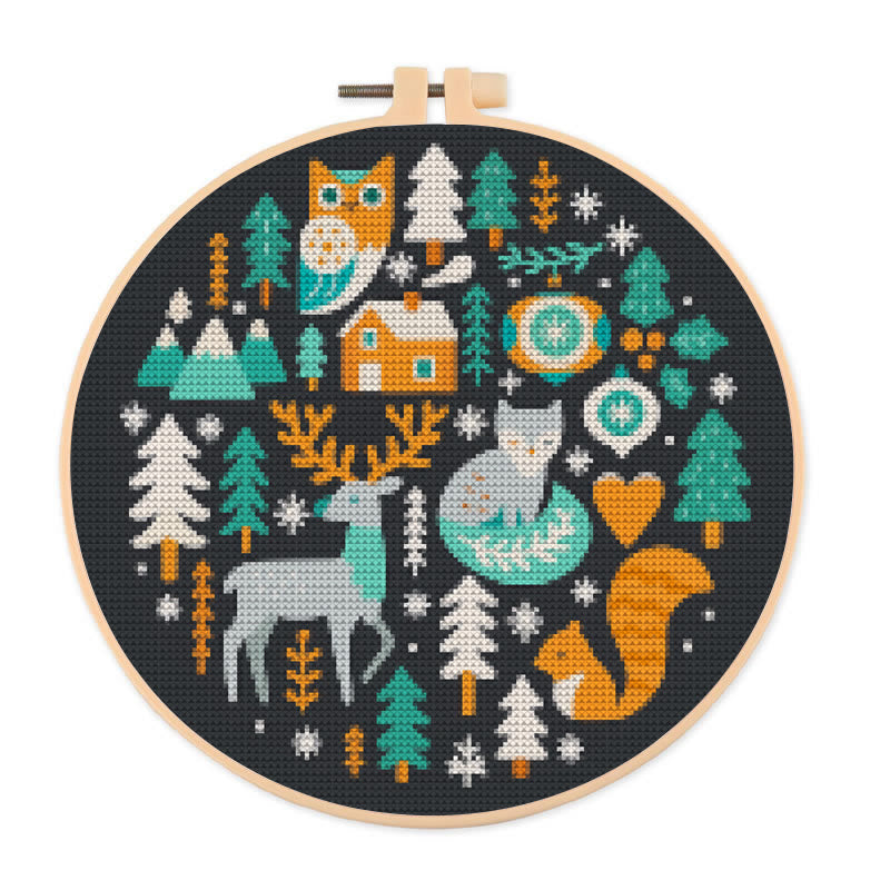  Cross Stitch Kit - Christmas Forest | Unique Holiday Ornament | Easy Handmade Needlecraft - 20×20cm - image 0