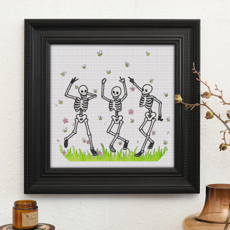  Cross Stitch Kit -  Skeleton Party | Spooky Halloween Craft | Beginner Needle Artwork - image 9