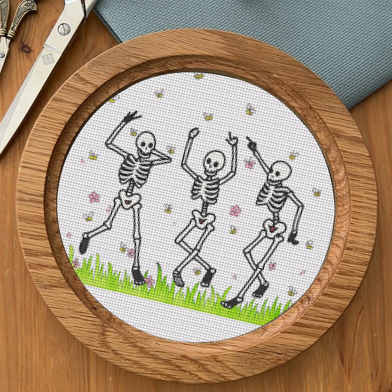  Cross Stitch Kit -  Skeleton Party | Spooky Halloween Craft | Beginner Needle Artwork - image 7